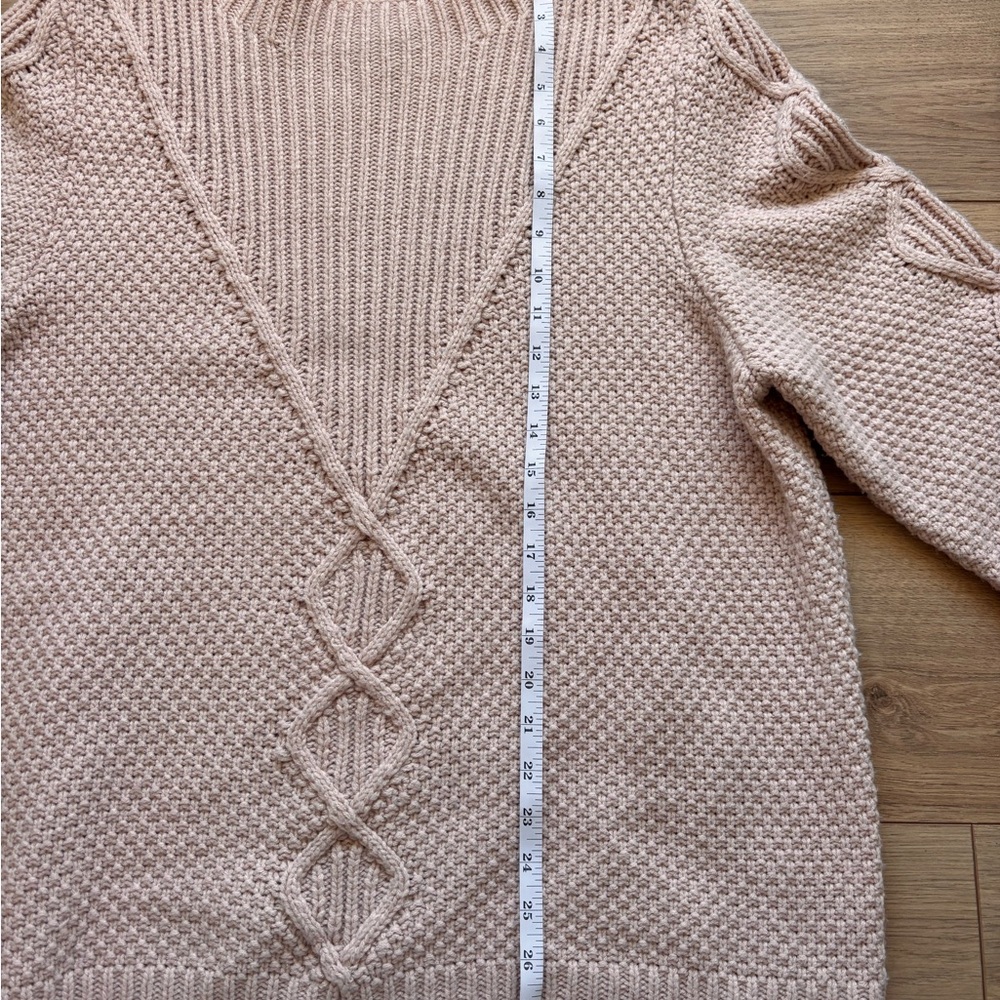 KARL LAGERFELD Paris Blush Pink Oversized Cable Knit Sweater – Women’s Size XL - Picture 7 of 10